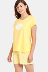 Rosaline Geo Blooms Knit Cotton Shorts Set - Minion Yellow — thumbnail 2